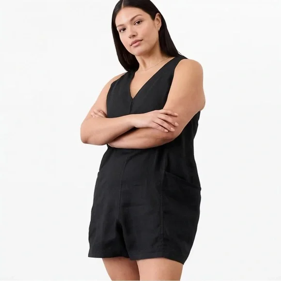 NWT Athleta Retreat Linen Romper - Picture 3 of 9